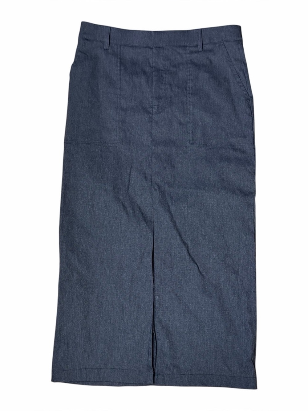 Jules & Leopold Long Midi Stretch Pencil Skirt Size Large Slit Navy Blue 35”